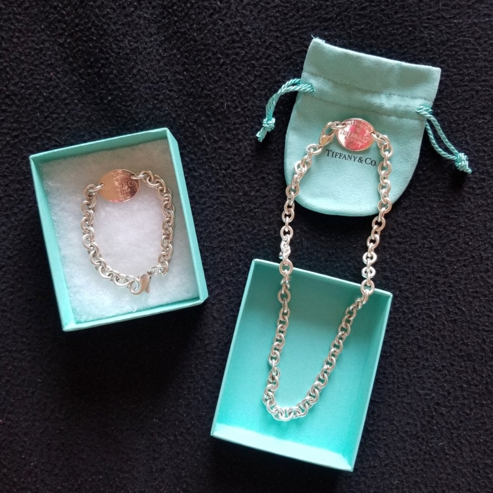 Tiffany & Co. Oval Tag Necklace & Bracelet Set
